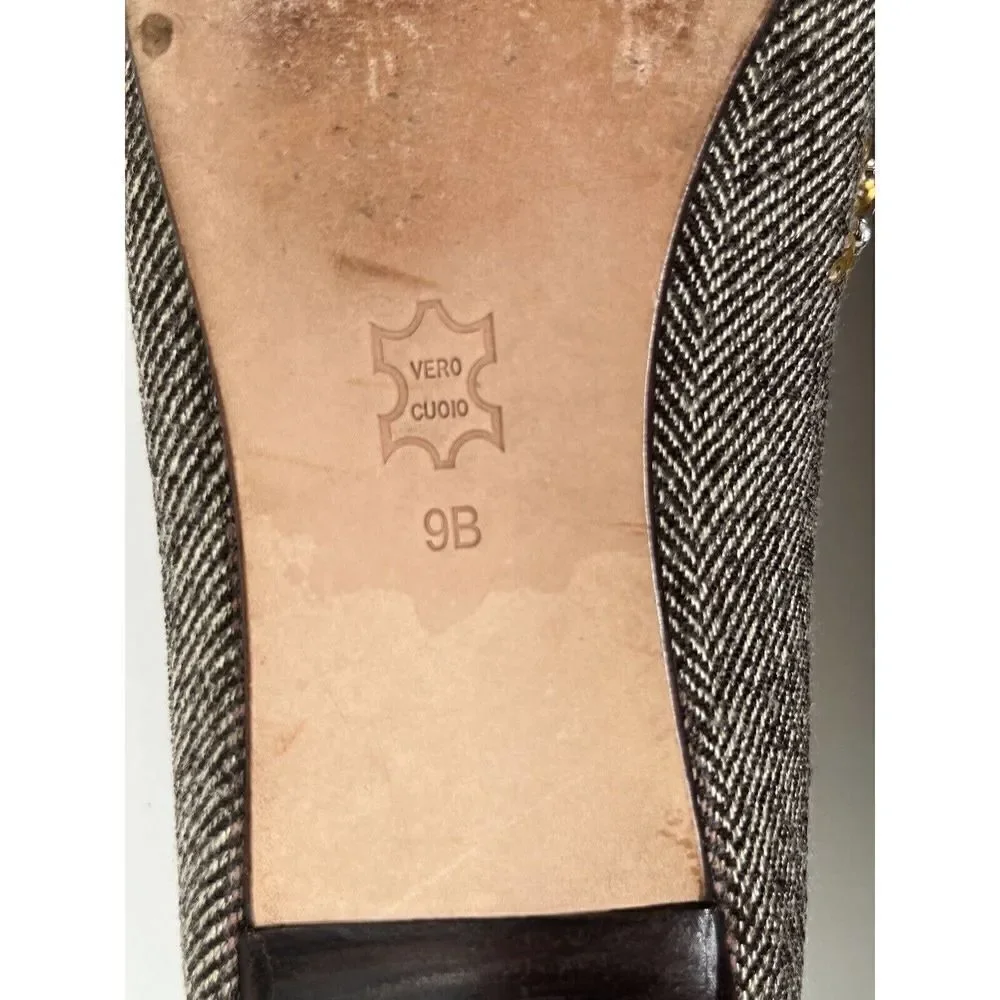 Talbots Brown Tweed Ballet Flats Shoes Size 9 B US Rhinestones‎ Sequins